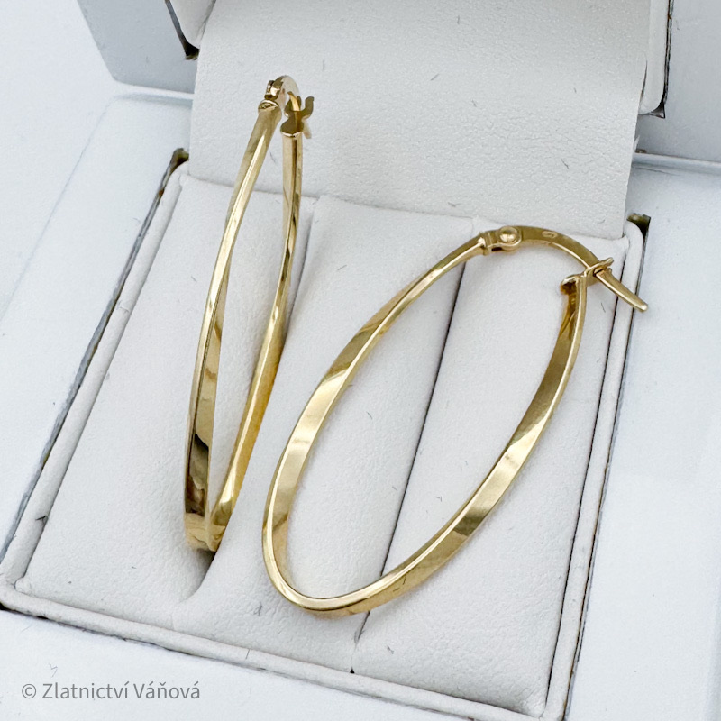 Žluté zlato náušnice oválné